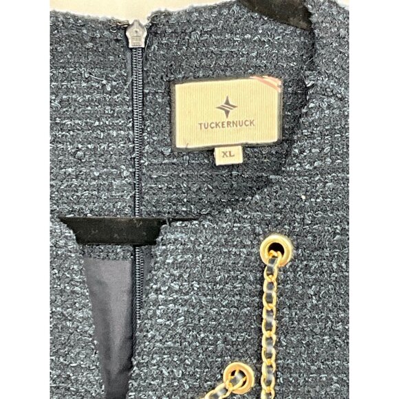 Tuckernuck Womens Navy Tweed Chain Lace-Up Dress XL - Picture 3 of 6